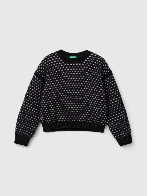 Benetton, Boxy Fit Chenille Sweater, size 2XL, Black, Kids United Colors of Benetton