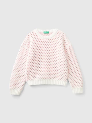 Benetton, Boxy Fit Chenille Sweater, size 2XL, White, Kids United Colors of Benetton