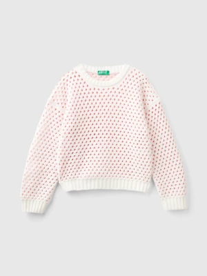 Benetton, Boxy Fit Chenille Sweater, size 2XL, White, Kids United Colors of Benetton