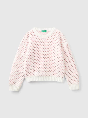 Benetton, Boxy Fit Chenille Sweater, size 3XL, White, Kids United Colors of Benetton