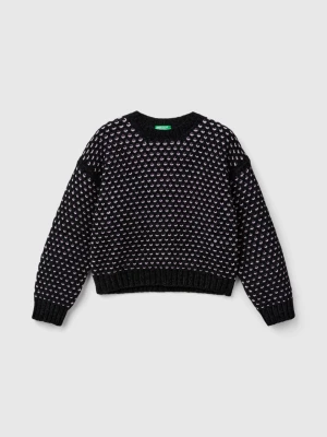 Benetton, Boxy Fit Chenille Sweater, size M, Black, Kids United Colors of Benetton