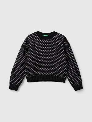 Benetton, Boxy Fit Chenille Sweater, size M, Black, Kids United Colors of Benetton