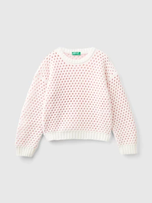 Benetton, Boxy Fit Chenille Sweater, size S, White, Kids United Colors of Benetton