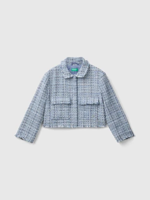 Benetton, Boxy Fit Jacket In Tweed, size XL, Multi-color, Kids United Colors of Benetton