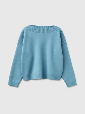 Benetton, Boxy Fit Jacquard Sweater, Size: XS, Light Blue, Women United Colors of Benetton