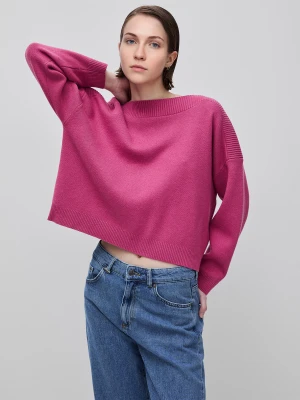 Benetton, Boxy Fit Jacquard Sweater, Size: XS, Plum, Women United Colors of Benetton