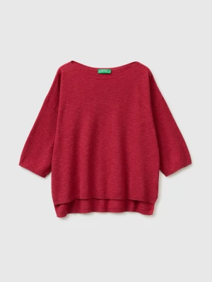 Benetton, Boxy Fit Linen Blend Sweater, Size: XS, Coral, Women United Colors of Benetton