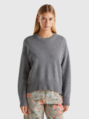 Benetton, Boxy Fit Sweater In Wool Blend, size S, Gray, Women United Colors of Benetton