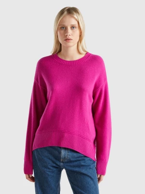 Benetton, Boxy Fit Sweater In Wool Blend, size S, Cyclamen, Women United Colors of Benetton