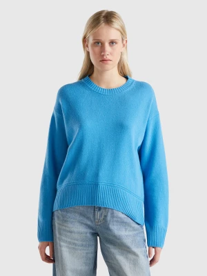 Benetton, Boxy Fit Sweater In Wool Blend, size XS, Light Blue, Women United Colors of Benetton