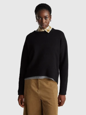 Benetton, Boxy Fit Sweater In Wool Blend, Size: XXS, Black, Women United Colors of Benetton