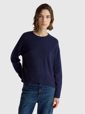 Benetton, Boxy Fit Sweater In Wool Blend, Size: XXS, Dark Blue, Women United Colors of Benetton