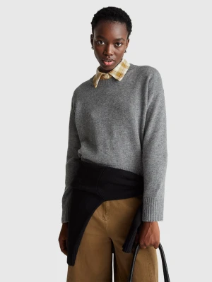 Benetton, Boxy Fit Sweater In Wool Blend, Size: XXS, Dark Gray, Women United Colors of Benetton