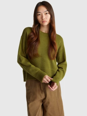 Benetton, Boxy Fit Sweater In Wool Blend, Size: XXS, Military Green, Women United Colors of Benetton