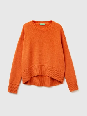 Benetton, Boxy Fit Sweater In Wool Blend, Size: XXS, Orange, Women United Colors of Benetton