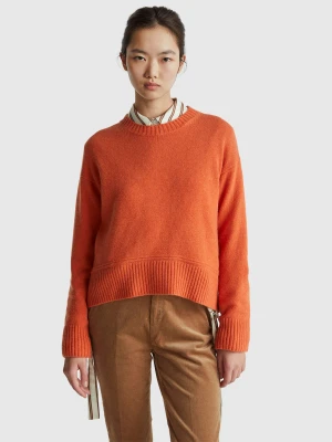 Benetton, Boxy Fit Sweater In Wool Blend, Size: XXS, Orange, Women United Colors of Benetton