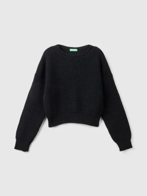 Benetton, Boxy Fit Sweater, size 2XL, Black, Kids United Colors of Benetton