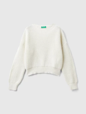 Benetton, Boxy Fit Sweater, size 2XL, Creamy White, Kids United Colors of Benetton