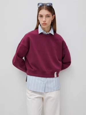 Benetton, Boxy Fit Sweatshirt With Crest On The Back, Size: XS, Burgundy, Women United Colors of Benetton