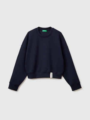 Benetton, Boxy Fit Sweatshirt With Crest On The Back, Size: XS, Dark Blue, Women United Colors of Benetton