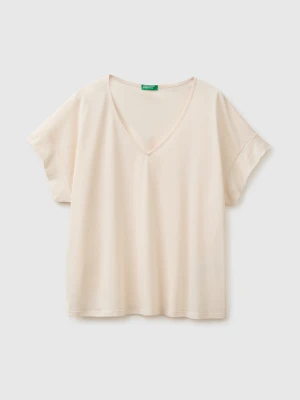 Benetton, Boxy Fit T-shirt, Size: XS, Creamy White, Women United Colors of Benetton