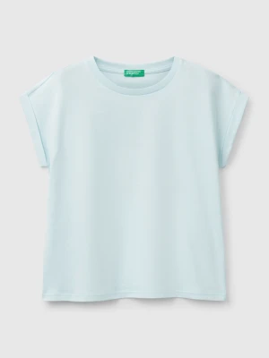 Benetton, Boxy Fit T-shirt With Print And Glitter, size XL, Aqua, Kids United Colors of Benetton