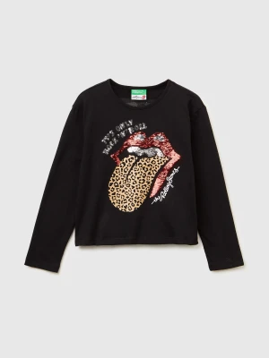 Benetton, Boxy Fit "the Rolling Stones" T-shirt, Size: XL, Black, Kids United Colors of Benetton