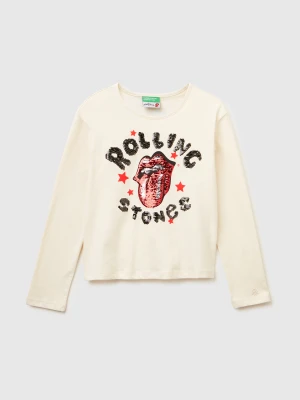 Benetton, Boxy Fit "the Rolling Stones" T-shirt, Size: XL, Creamy White, Kids United Colors of Benetton