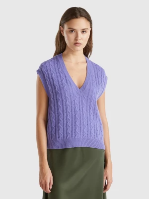 Benetton, Boxy Fit Vest With Cable Knit And Perforations, size M, , Women United Colors of Benetton