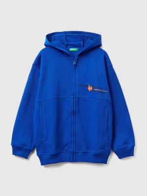 Benetton, Boxy Sweatshirt With Prints, Size: XL, Bright Blue, Kids United Colors of Benetton