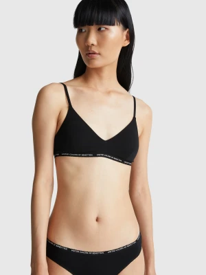 Benetton, Bra In Stretch Cotton, Size: 1°, Black, Women United Colors of Benetton