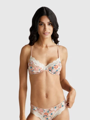 Benetton, Bra With Floral Print, size , Nude, Women United Colors of Benetton