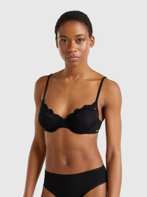 Benetton, Bra With Underwire And Lace, size , Black, Women United Colors of Benetton