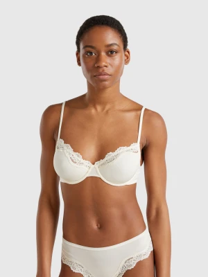 Benetton, Bra With Underwire And Lace, size , Creamy White, Women United Colors of Benetton