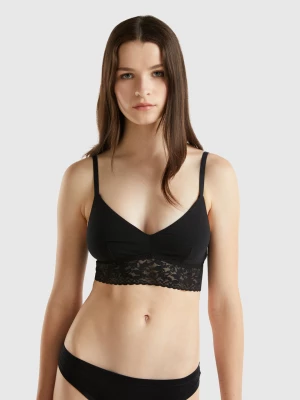 Benetton, Bralette In Super Stretch Organic Cotton, size M-L, Black, Women United Colors of Benetton