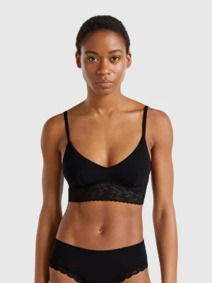 Benetton, Bralette In Super Stretch Organic Cotton, size XS-S, Black, Women United Colors of Benetton