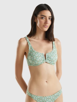 Benetton, Brassiere Bikini Top With Flower Print, size 2°, Military Green, Women United Colors of Benetton