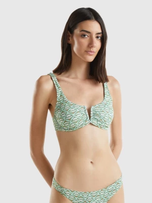 Benetton, Brassiere Bikini Top With Flower Print, size 4°, Military Green, Women United Colors of Benetton