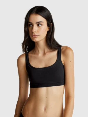 Benetton, Brassiere In Super Stretch Cotton, Size: OS, Black, Women United Colors of Benetton