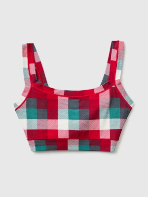 Benetton, Brassiere With Check Christmas Print, Size: OS, Green, Women United Colors of Benetton