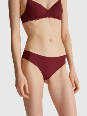Benetton, Brazilian Stretch Underwear With Lace, Size: XS, Burgundy, Women United Colors of Benetton