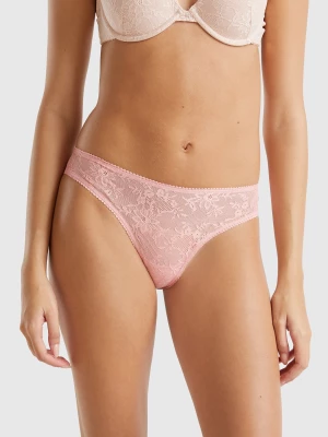 Benetton, Brazilian Underwear In Stretch Lace, size XS, Pink, Women United Colors of Benetton