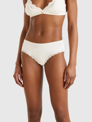 Benetton, Brazilian Underwear In Stretch Modal®, size XS, Creamy White, Women United Colors of Benetton