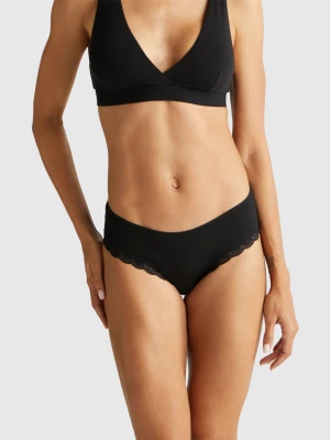 Benetton, Brazilian Underwear In Stretch Modal Tencel™, size XS, Black, Women United Colors of Benetton