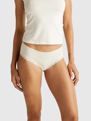 Benetton, Brazilian Underwear In Stretch Modal Tencel™, Size: XS, Creamy White, Women United Colors of Benetton