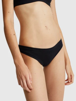 Benetton, Brazilian Underwear In Super Stretch Cotton, Size: OS, Black, Women United Colors of Benetton