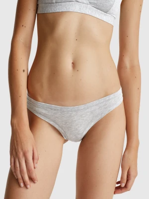 Benetton, Brazilian Underwear In Super Stretch Cotton, size OS, Light Gray, Women United Colors of Benetton