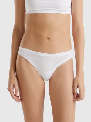 Benetton, Brazilian Underwear In Super Stretch Organic Cotton, size OS, White, Women United Colors of Benetton