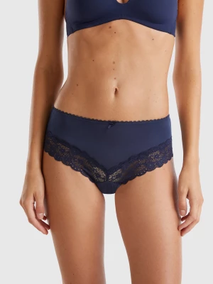 Benetton, Brazilian Underwear With Lase Inserts, size XS, Dark Blue, Women United Colors of Benetton