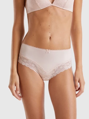 Benetton, Brazilian Underwear With Lase Inserts, size XS, Soft Pink, Women United Colors of Benetton